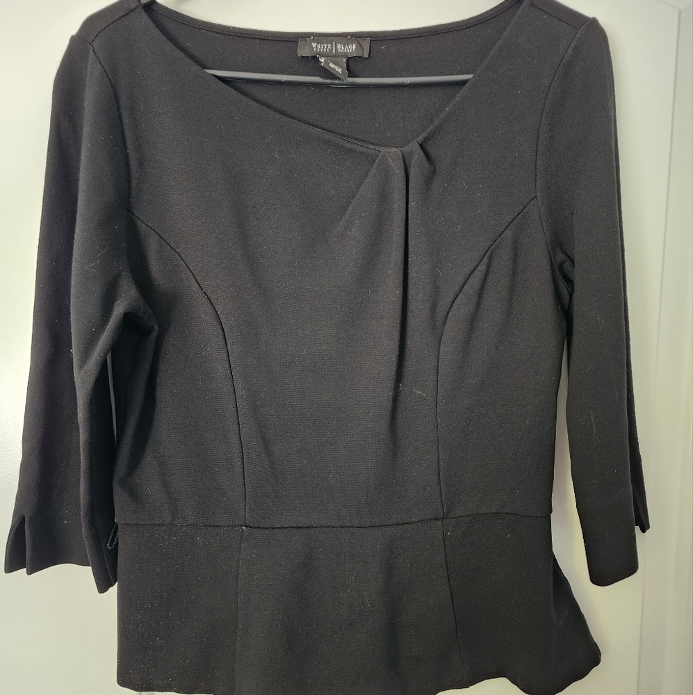 Whit House Black Market womens 3/4 sleeve, black top
